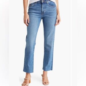 Kensie The Allie High Rise Slim Straight Jeans Light Wash Raw